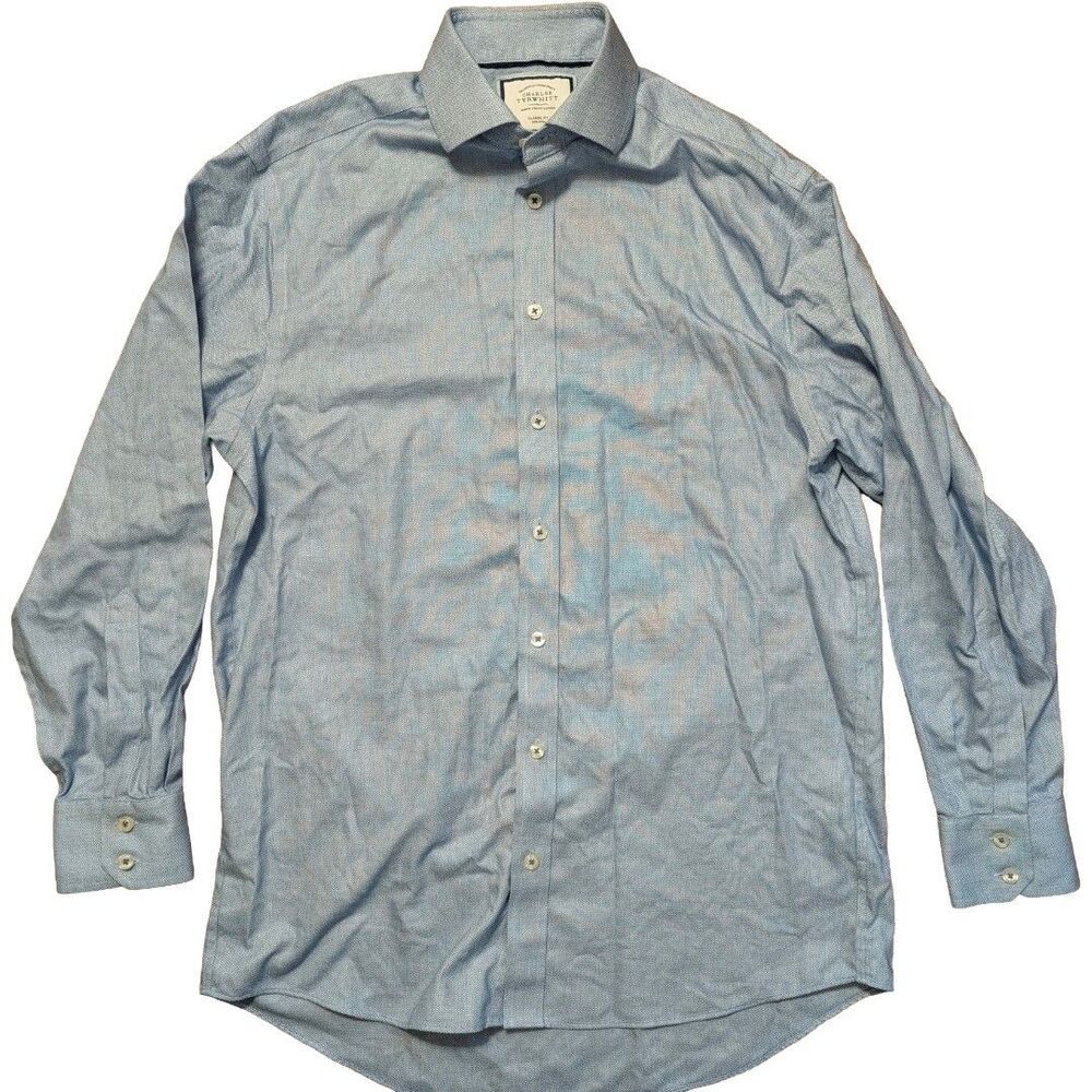 Charles Tyrwhitt Shirt Mens 15 - 33 Blue White Classic Fit Dress Button Up